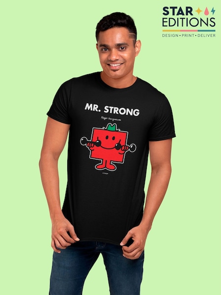 Star Editions Mr. Strong Black 100% Cotton T-Shirt (AL3896) | £20