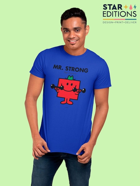Star Editions Blue Mr. Strong 100% Cotton T-Shirt (AL3914) | £15