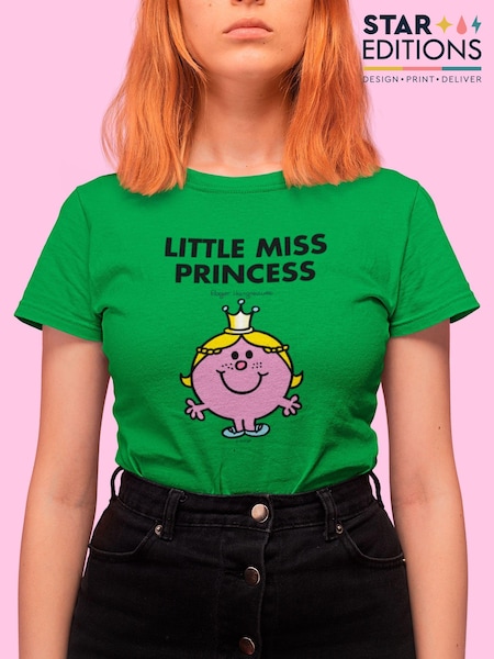 Star Editions Mr. Men Little Miss Princess Green 100% Cotton T-Shirt (AL3934) | £15
