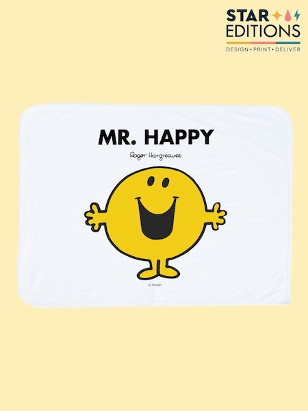 Star Editions Mr. Happy White Blanket (AL3943) | £17