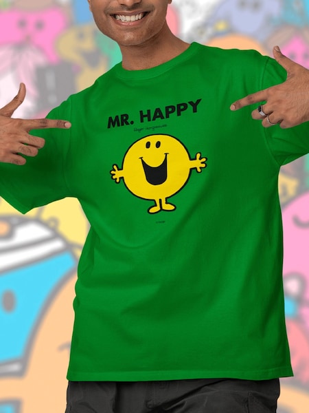 Star Editions Mr. Men Little Miss Mr. Happy Green 100% Cotton T-Shirt (AL3945) | £15