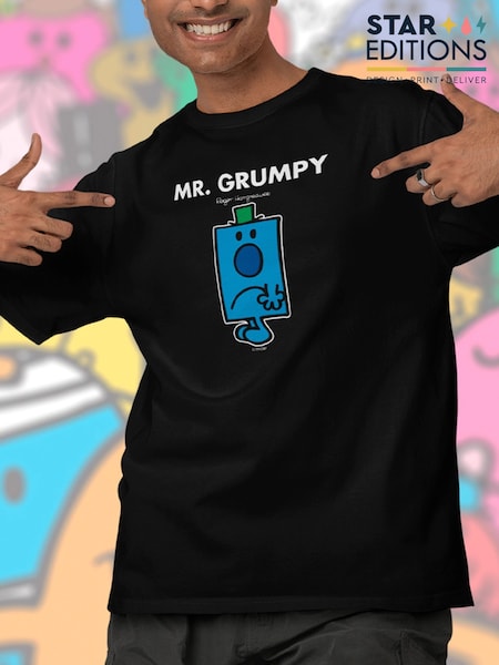 Star Editions Mr. Men Little Miss Mr. Grumpy 100% Cotton Black T-Shirt (AL3955) | £20