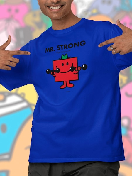 Star Editions Mr. Men Little Miss Mr. Strong Blue 100% Cotton T-Shirt (AL3962) | £20