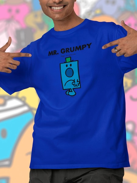 Star Editions Mr. Men Little Miss Mr. Grumpy Blue 100% Cotton T-Shirt (AL3968) | £15