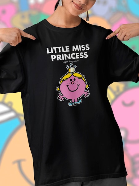 Star Editions Mr. Men Little Miss Princess 100% Cotton Black T-Shirt (AL3979) | £20