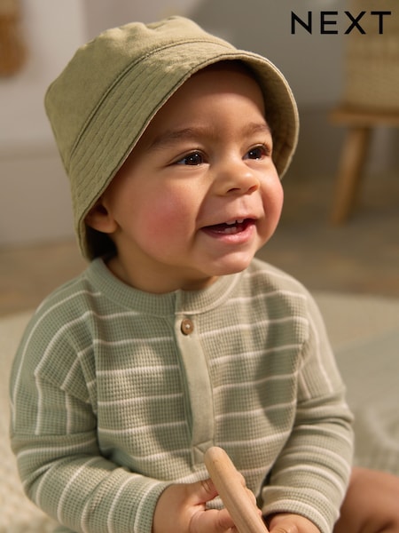Green 100% Cotton Baby Bucket Hat (0mths-2yrs) (AL4011) | £7