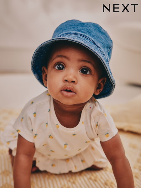 Blue Jersey 100% Cotton Baby Bucket Hat (0mths-2yrs) (AL4012) | £7