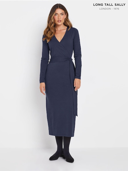 Long Tall Sally Blue Wrap Midi Dress (AL4057) | £35