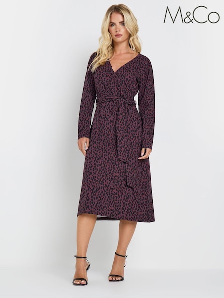 M&Co Purple Petite Animal Wrap Dress (AL4061) | £38