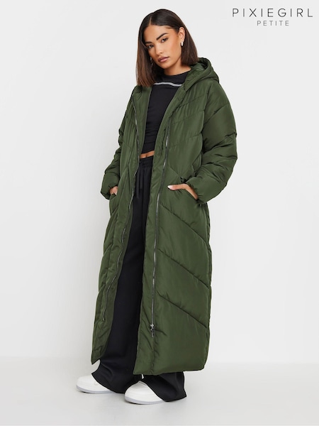 PixieGirl Petite Green Maxi Padded Coat (AL4106) | £85
