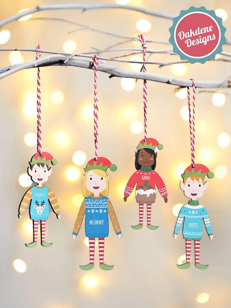 Personalised Adult Elf Family Christmas Tree Decoration by Oakdene (AL4136) | £10