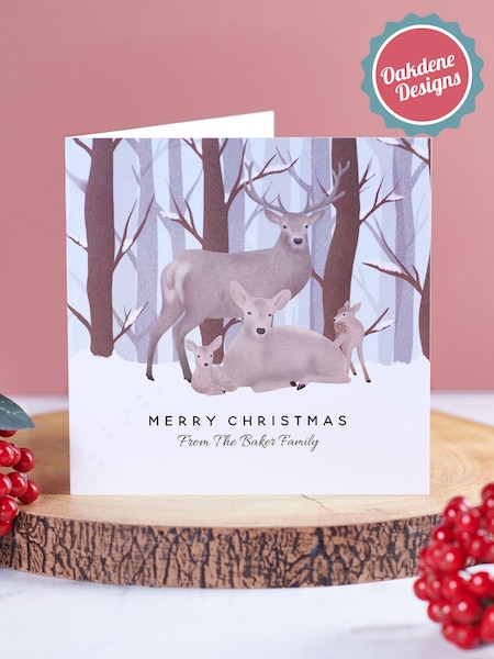 Personalised Set Of Deer Family Christmas Cards by Oakdene (AL4142) | £12