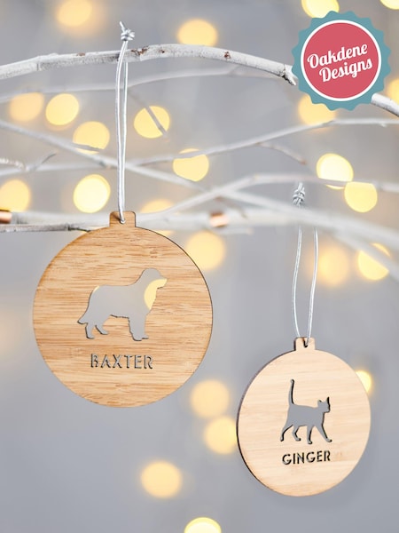 Personalised Bamboo Pet Breed Christmas Tree Bauble by Oakdene (AL4144) | £10