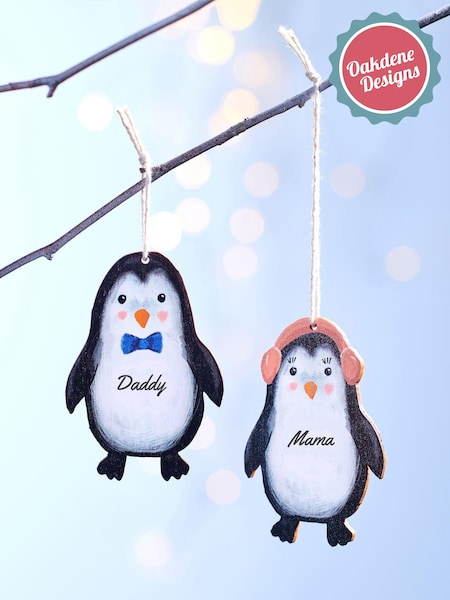 Personalised Penguin Family Christmas Tree Decoration by Oakdene (AL4146) | £10