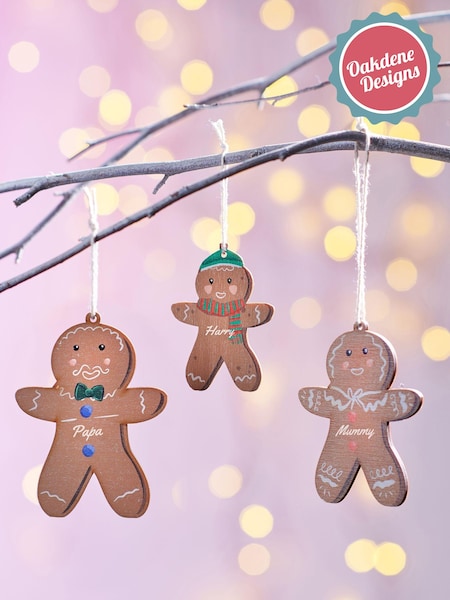 Personalised Gingerbread Family Christmas Tree Decoration by Oakdene (AL4158) | £10