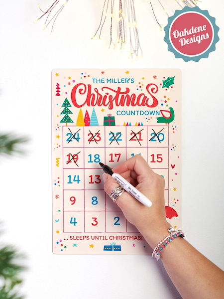 Personalised Family Christmas Countdown Sign by Oakdene (AL4165) | £17