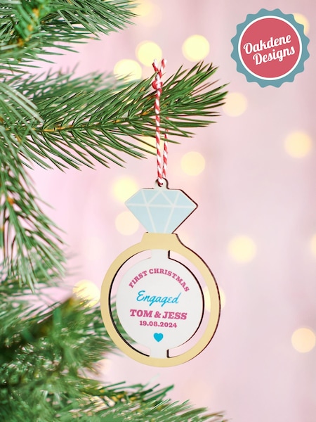 Personalised First Christmas Engaged Christmas Tree Decoration by Oakdene (AL4179) | £10
