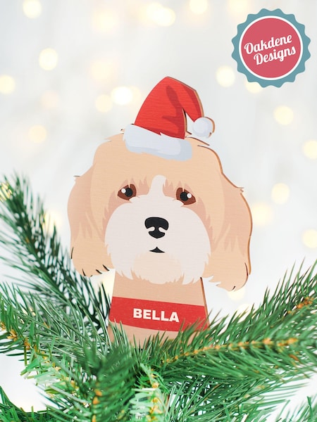 Perosnalised Wooden Dog Breed Christmas Tree Topper by Oakdene (AL4186) | £14