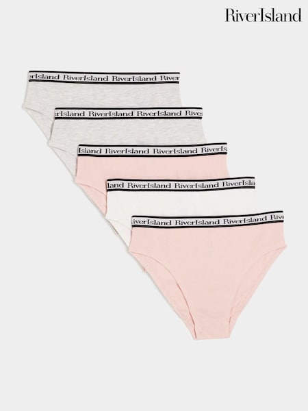 River Island Pink Girls Mix Briefs 5 Pack (AL4269) | £12 - £14