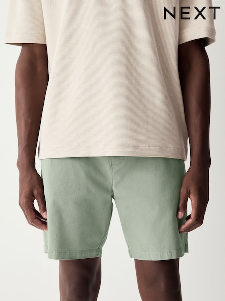 Sage Green Stretch Cotton Elasticated Waist Shorts (AL4517) | £20