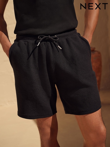 Black Jersey Seersucker Shorts (AL4688) | £22