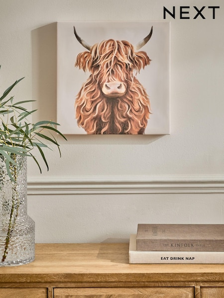 Natural Hamish The Highland Cow Canvas Wall Art (AL4691) | £25