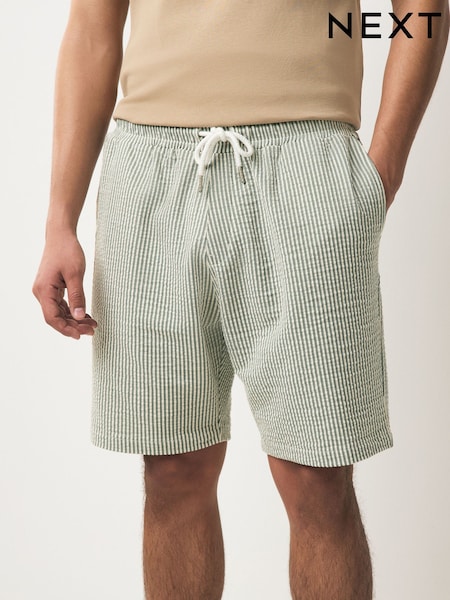 Sage/White Jersey Seersucker Shorts (AL4696) | £26
