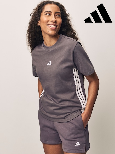 adidas Grey/White 3 Stripe T-Shirt (AL4730) | £23