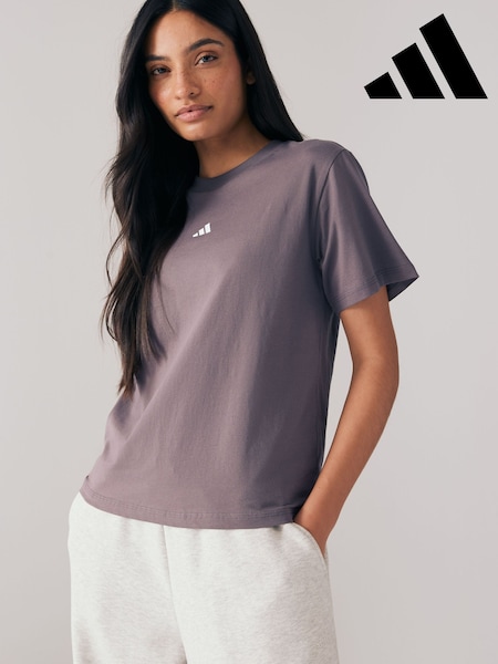 adidas Purple Small Logo 100% Cotton T-Shirt (AL4734) | £20