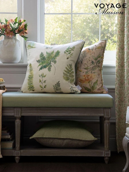 Voyage Maison Linen Verbena Wildflower Piped Cushion (AL4751) | £40