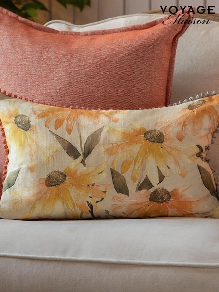Voyage Maison Apricot Ardmaddy Sunflower Pom-Pom Cushion (AL4753) | £34
