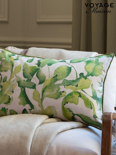 Voyage Maison Cream Claudia Printed Piped Rectangular Cushion (AL4767) | £34