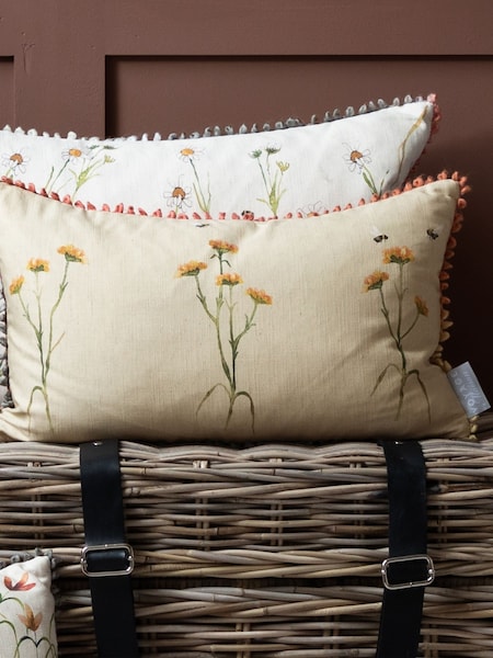Voyage Maison Linen Allimore Floral Pom-Pom Cushion (AL4781) | £34