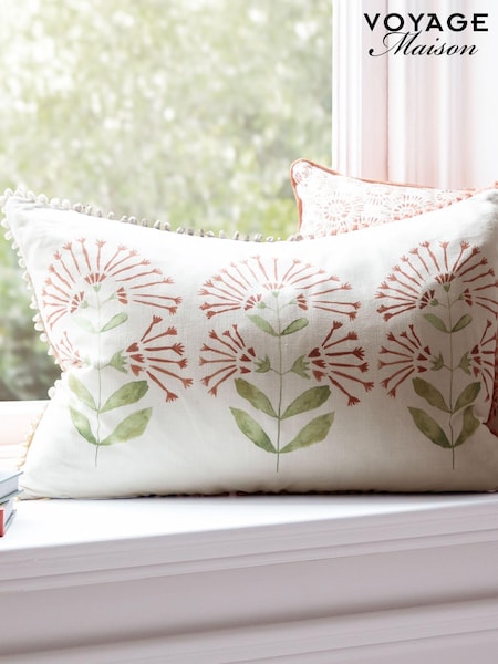 Voyage Maison Terracotta Neri Printed Pom-Pom Cushion (AL4791) | £48