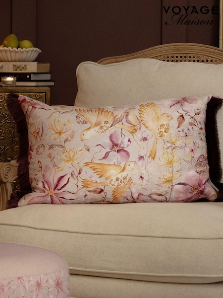 Voyage Maison Primrose Floella Printed Ruched Fringe Cushion (AL4792) | £42