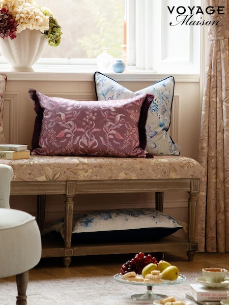 Voyage Maison Ruby Hettie Printed Ruched Fringe Cushion (AL4796) | £42