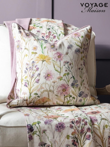 Voyage Maison Linen Medmerry Floral Piped Cushion (AL4804) | £40