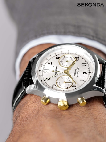Sekonda Mens Archer 40mm Analogue Watch With Silver Case And Leather Strap With Dial (AL4973) | £80