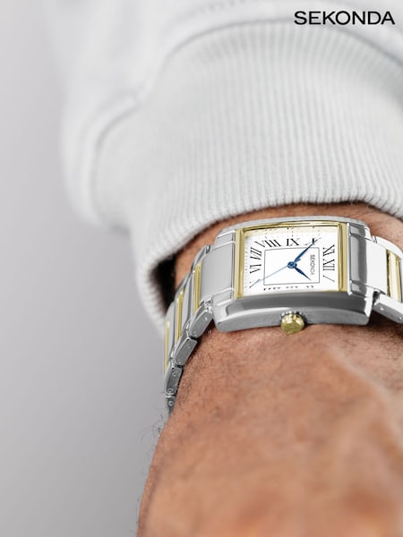 Sekonda Mens Silver Tone Montreal 30mm Analogue Watch With Two Tone Case And Alloy Bracelet With Dial (AL4981) | £55