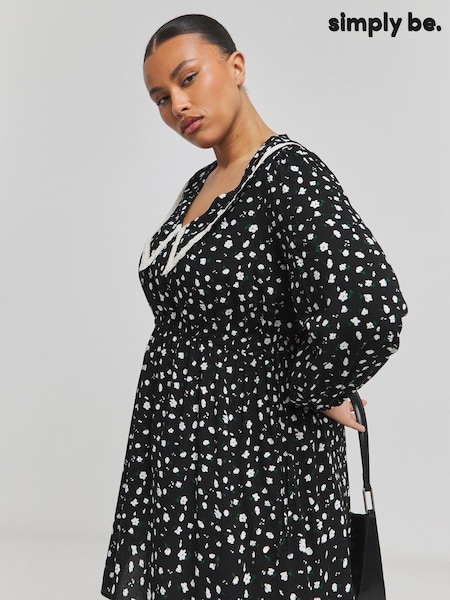 Simply Be Black Collared Midaxi Dress (AL5002) | £45