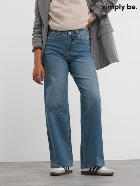Simply Be Cobalt Blue 24/7 Wide Leg Jeans (AL5022) | £28