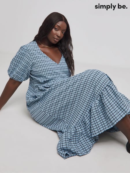 Simply Be Blue Textured Midi Dress (AL5105) | £36