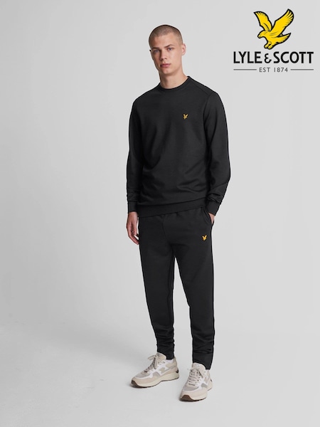 Lyle & Scott Black 100% Cotton Fleece Bottoms (AL5146) | £70