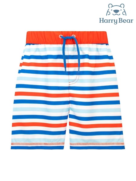 Harry Bear Blue Stripe Swim Shorts With Back Pocket (AL5158) | £12