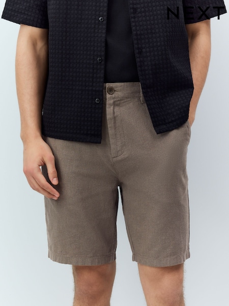 Mushroom Linen Rich Elasticated Waist Chino Shorts (AL5235) | £26