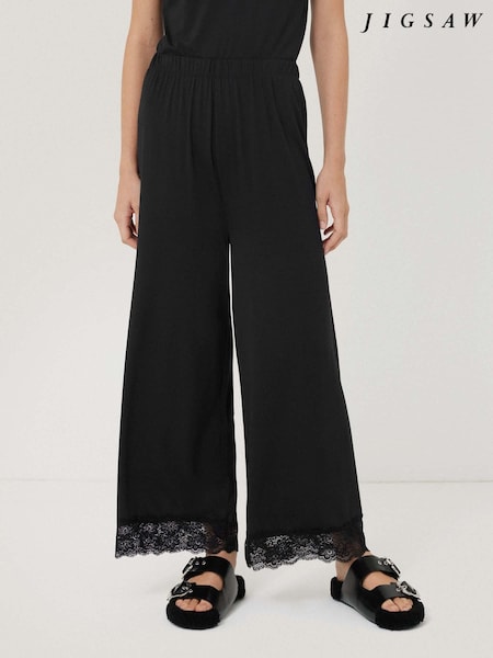 Jigsaw Black Modal Lace Trousers (AL5262) | £49