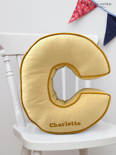 Embroidered Letter Cushion in Sunshine Yellow by Jonnys Sister (AL5432) | £70