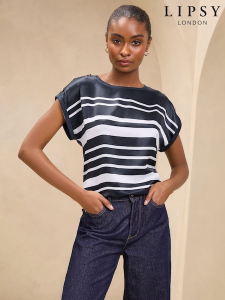 Lipsy Navy Round Neck T-Shirt (AL5485) | £32