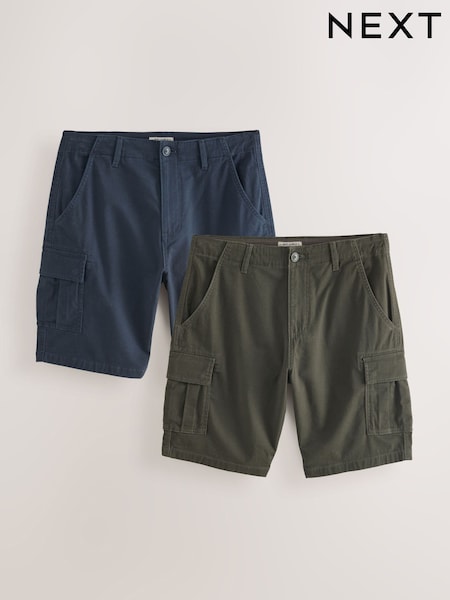 Navy/Khaki Stretch Cargo Shorts (AL5573) | £50