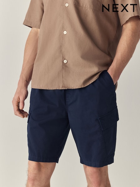 Navy Elasticated Waist Cargo Shorts (AL5574) | £28